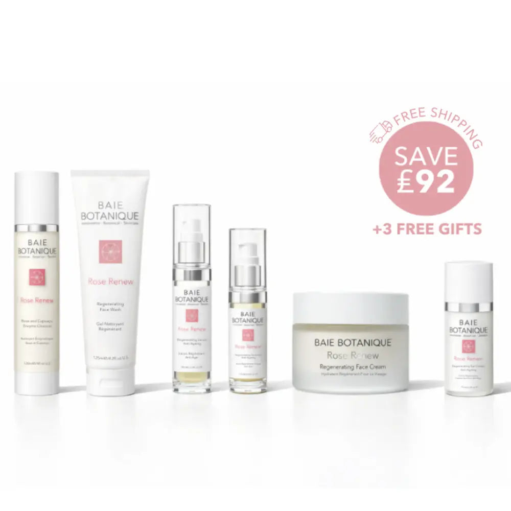 Baie Botanique The ultimate skincare routine featuring all organic rose renew products