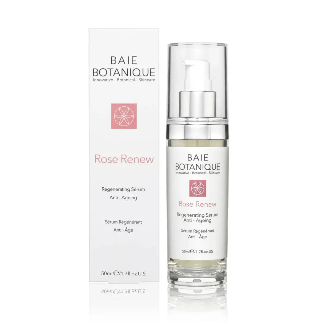 A rose hyaluronic acid anti-ageing serum 30ml bottle with packaging on a clean white background