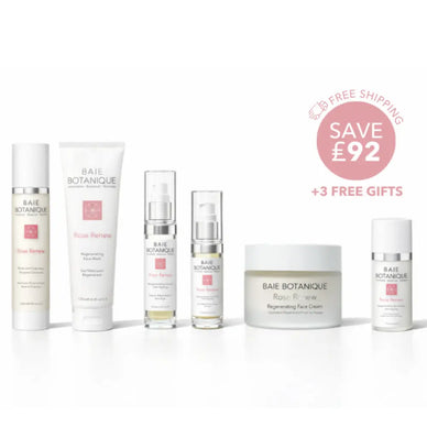 Baie Botanique The ultimate skincare routine featuring all organic rose renew products