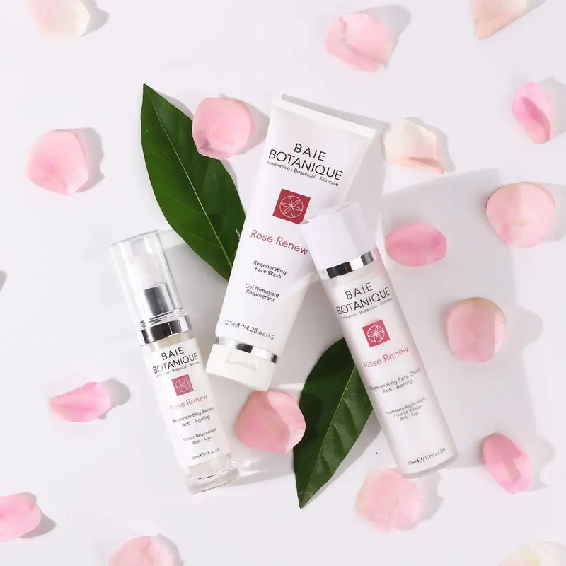 baie botanique rose renew cleanse tone hydrate moisturize