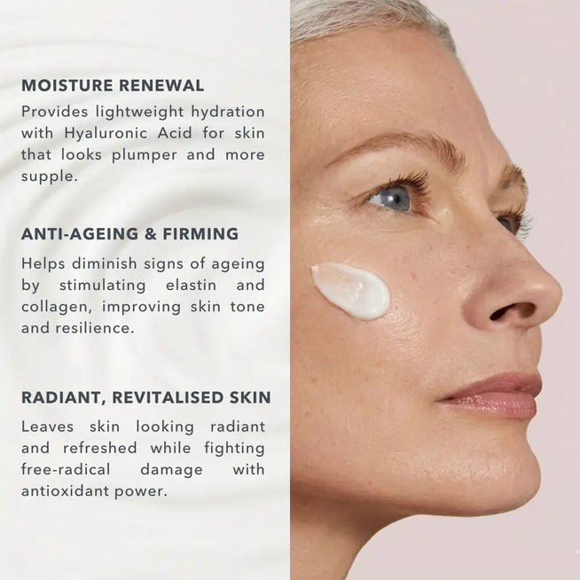 Hydrated glowing skin after using Rose Renew natural regenerating face cream