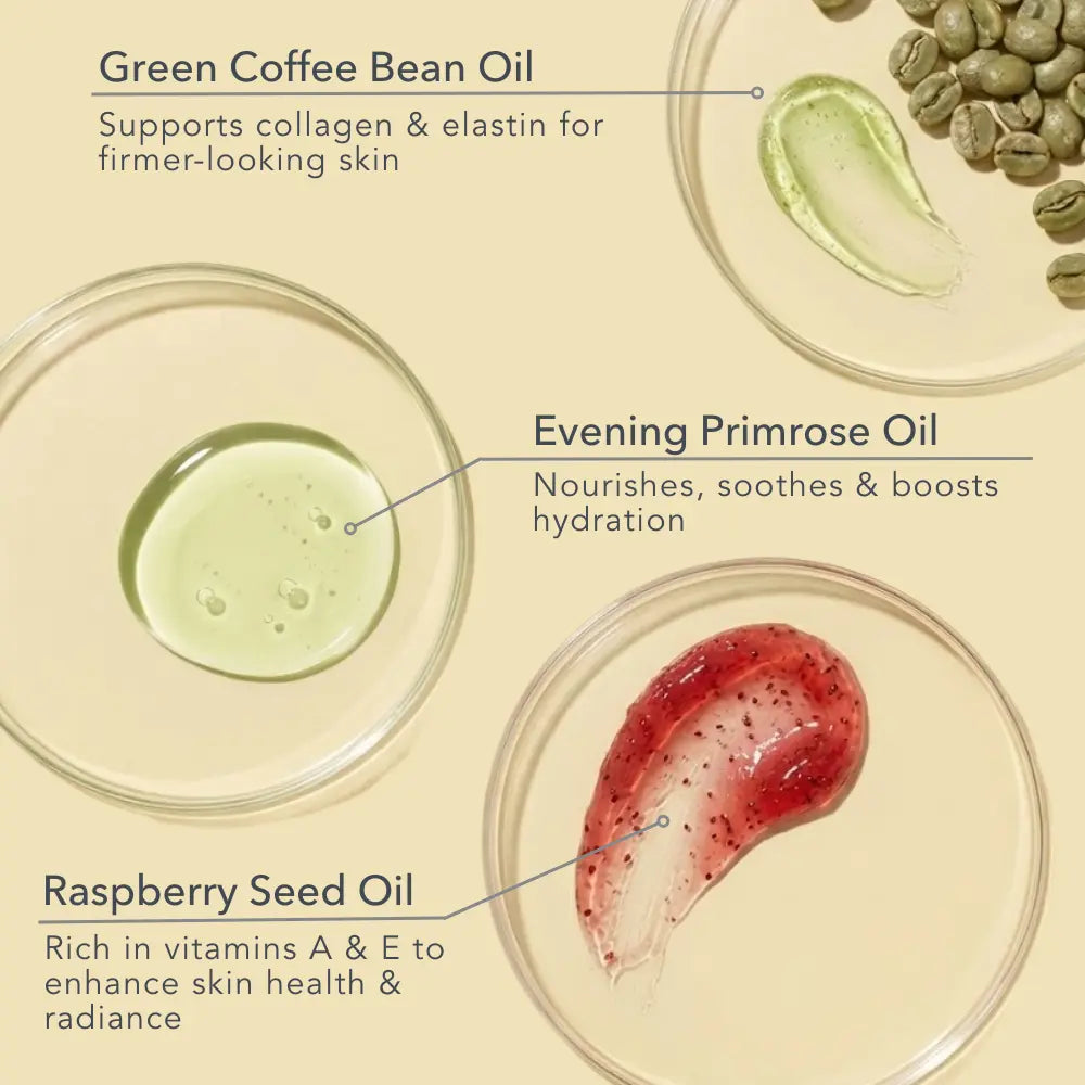 Natural nutrient-rich botanical oils blend in Rose Renew regenerating facial oil