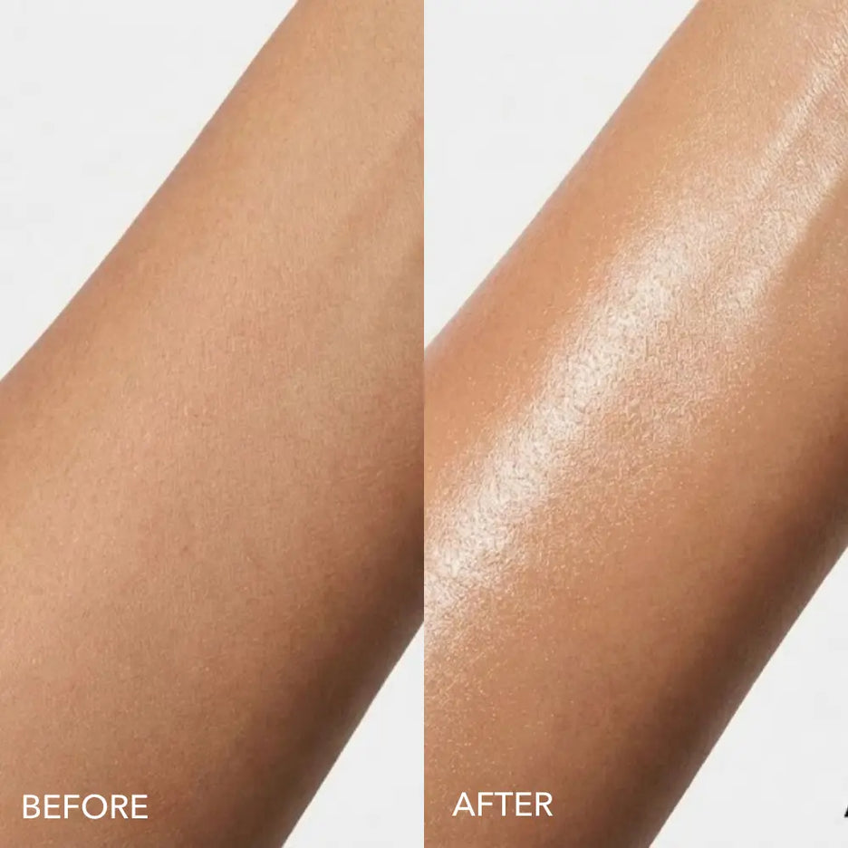 Mineral sunscreen before and after application showing skin finish