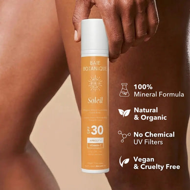 Face and body mineral sunscreen SPF 30 for outdoor sun protection