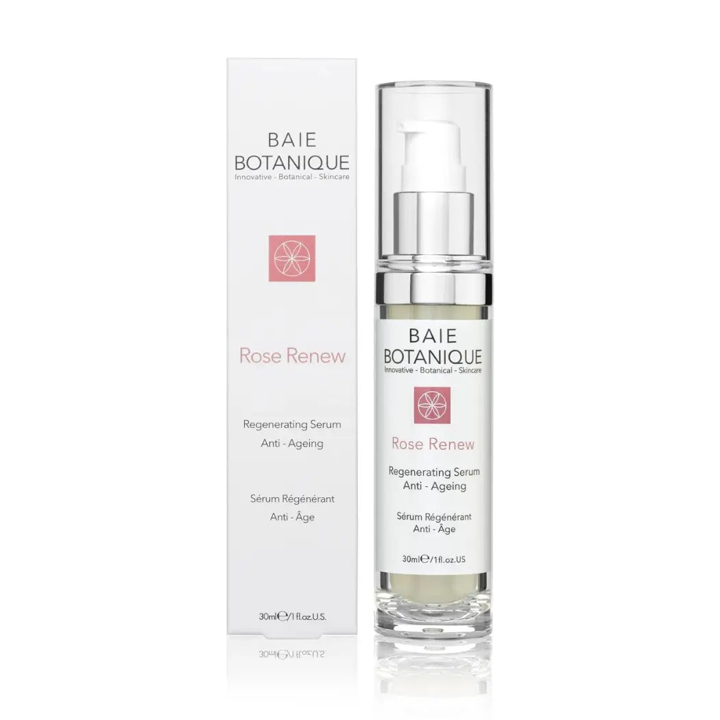 A rose hyaluronic acid anti-ageing serum bottle displayed in water, highlighting deep hydration and plumping benefits