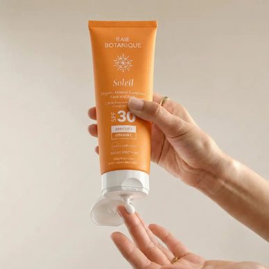 Mineral sunscreen SPF 30 texture dispensed from bottle tube